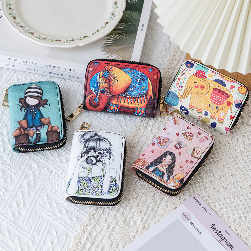 Anti-theft card swiping bag for women, cute, small, ultra-thin, large-capacity anti-demagnetization card case, driving license coin purse details Picture