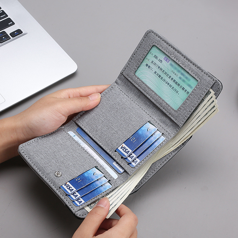 Canvas wallet for men, short student wallet, simple color-blocking denim 30% off wallet in stock wholesale Specification drawing