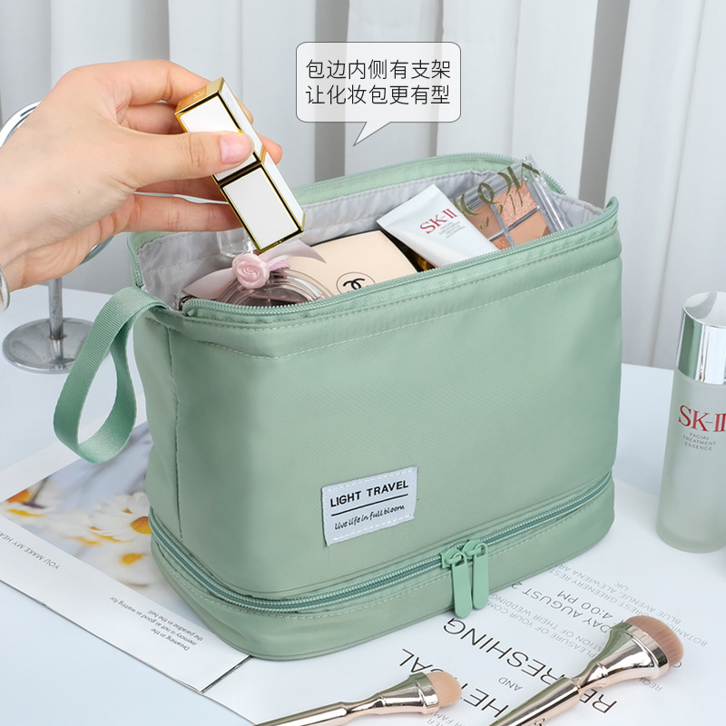 Customized new double-layer cosmetic bags with large capacity and high appearance level, portable women's storage bags with hand-held toiletries, wholesale details Picture