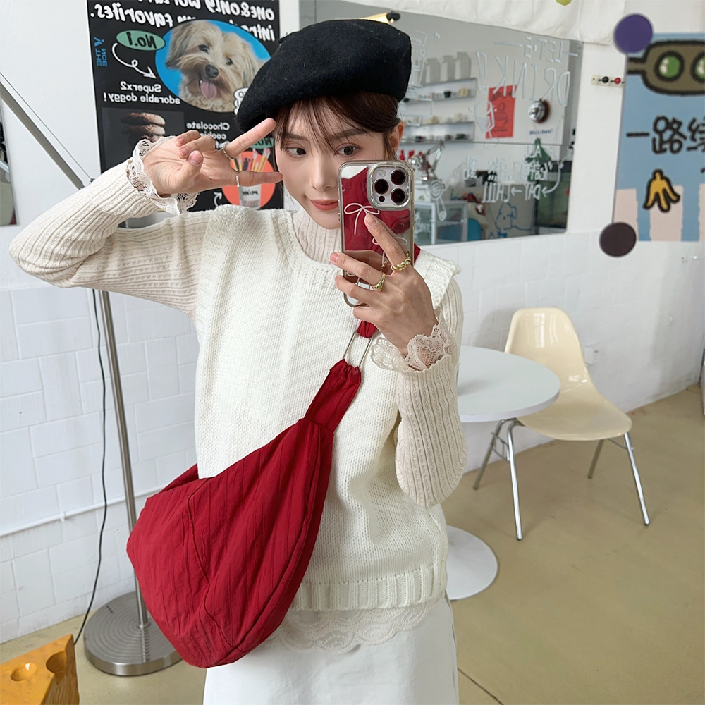 52212 Simple and niche commuter dumpling Bag, large capacity crossbody bag, ins single-shoulder bag, solid color sports underarm bag full figure