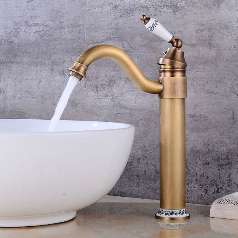 European-style antique copper washbasin faucet, hot and cold water outlet basin faucet, bathroom bathroom washbasin faucet Application Scenario