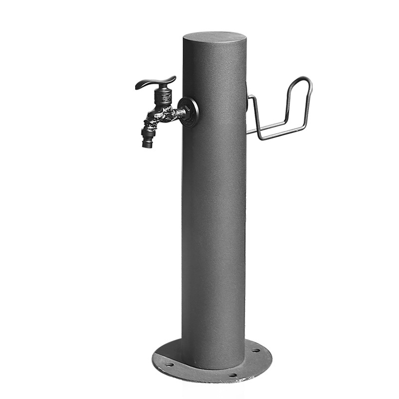Stainless steel black outdoor column faucet, scenic area garden outdoor anti-freezing crack water hydrant, garden landscape decoration Item Picture