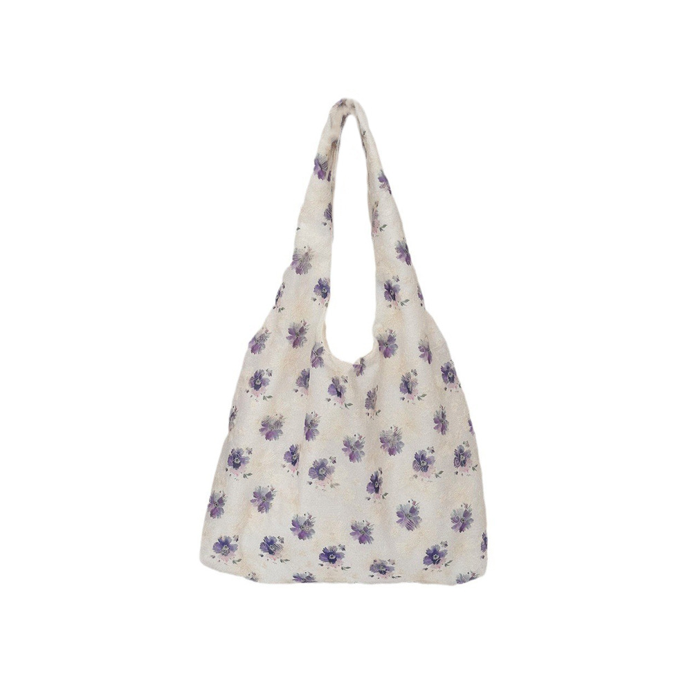 47121 Korean-style embroidered flower canvas bag vest bag for girls, student large-capacity commuting and class single-shoulder bag Item Picture