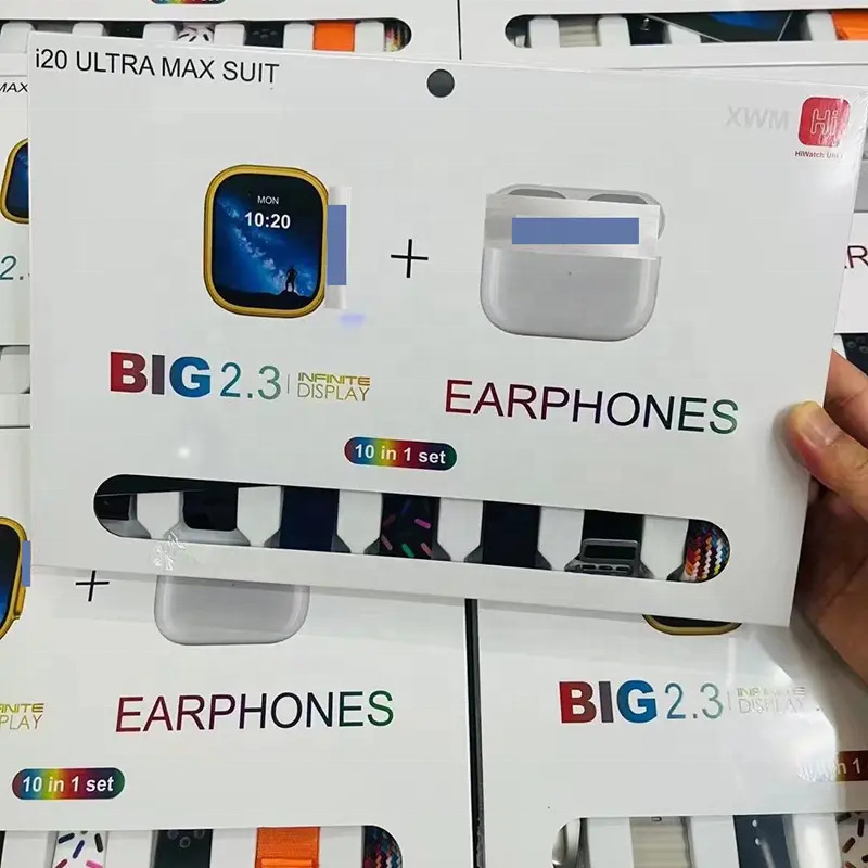 i20 Ultra MaxSUIT Smartwatch Set, 10in1 set, Watch strap, watch case, 5th Generation Headphones thumbnail
