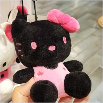Black fur cat plush toy, the same style as the popular Japanese girl's heart pendant, cute cartoon bag keychain pendant Item Picture