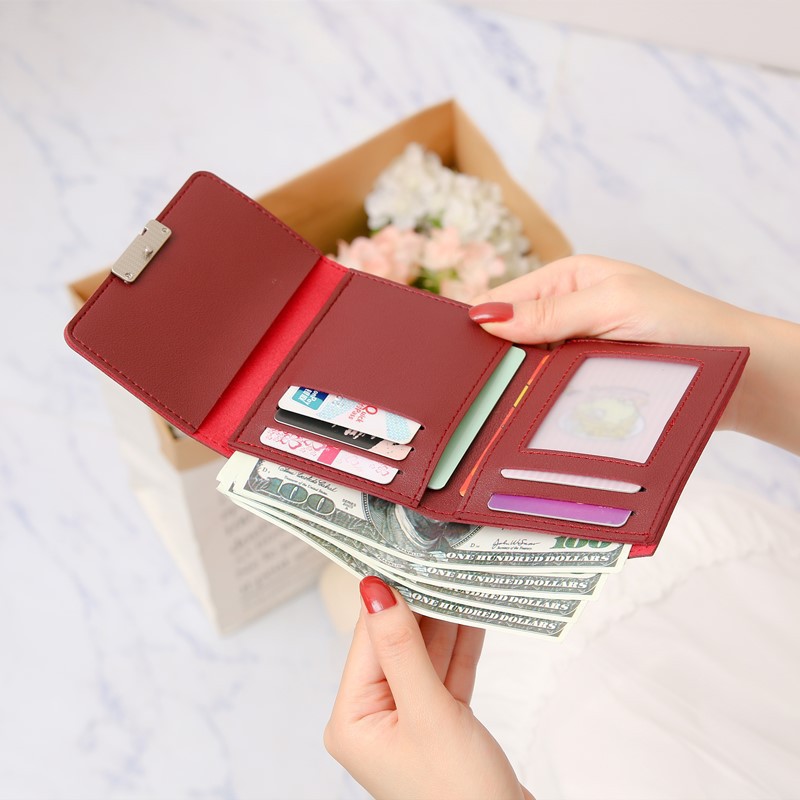 Wallet Girl 2021 New ultra-thin Korean version coin Purse, mini, sweet and cute short women's wallet for export details Picture