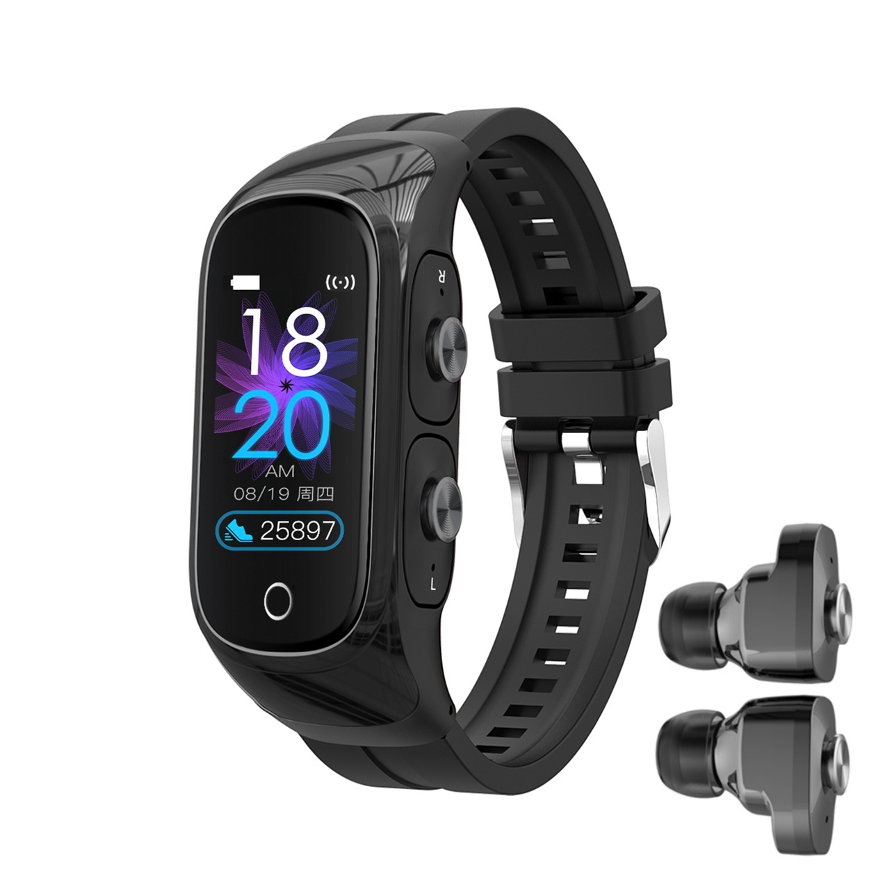 The N8 smartwatch and earphone in one TWS Bluetooth music player fitness band is a cross-border foreign language bestseller Item Picture
