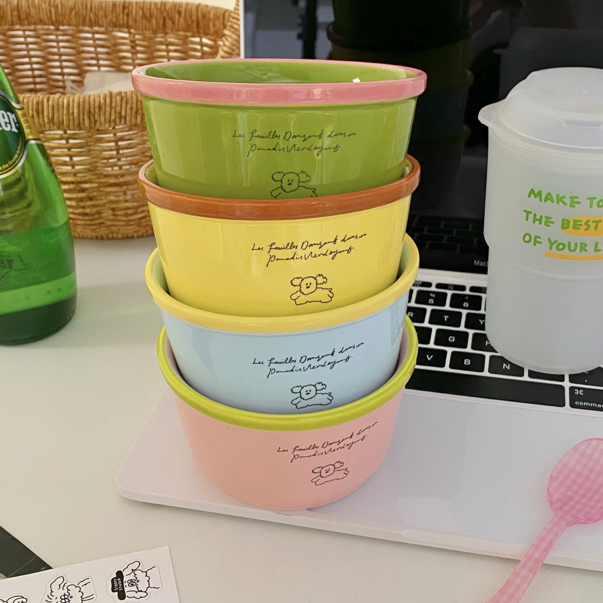 Dopamine Puppy Ceramic Bowl, new ins high appearance level tableware, yogurt bowl, rice bowl, household fruit salad bowl Specification drawing