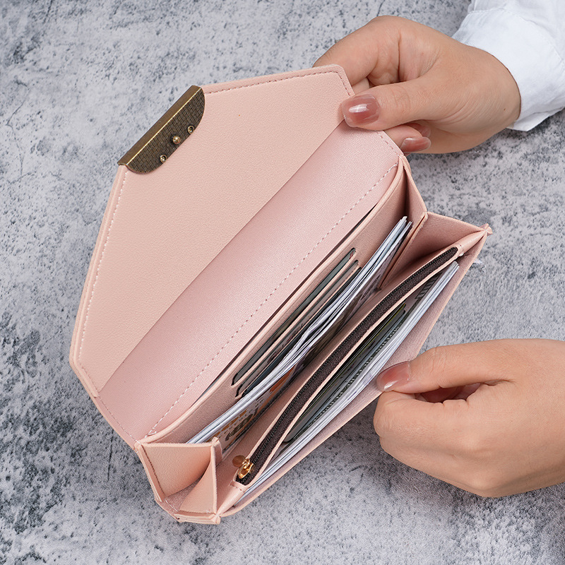 This 2024 new women's Korean-style trendy, long, fresh and multi-functional clasp thin coin purse is a retro Japanese and Korean style details Picture