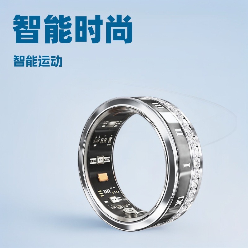 New cross-border high-end diamond-encrusted smart ring for heart rate, sleep and blood oxygen detection, multi-functional sports ring details Picture