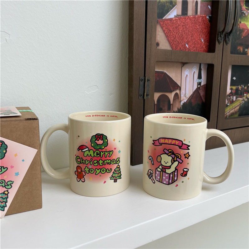 Summer girlish cartoon ceramic cups, cute mugs, water cups, milk breakfast cups, coffee cups, Christmas gifts details Picture