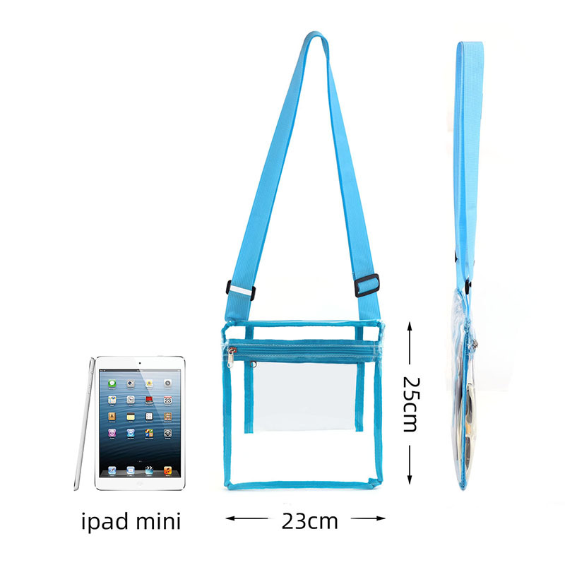 Customized European and American PVC transparent single-shoulder crossbody bag, portable waterproof shopping bag, multi-functional beach storage file bag Specification drawing