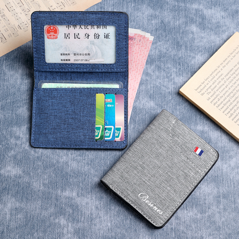Best-selling canvas vertical wallet, men's short cross-border wallet, men's wholesale US dollar wallet, men's leather wallet details Picture