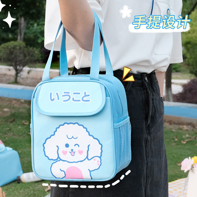 Customized Q-cute series of adorable bento bags, hand-held large-capacity lunch box bags, student and office worker insulated bento bags Specification drawing