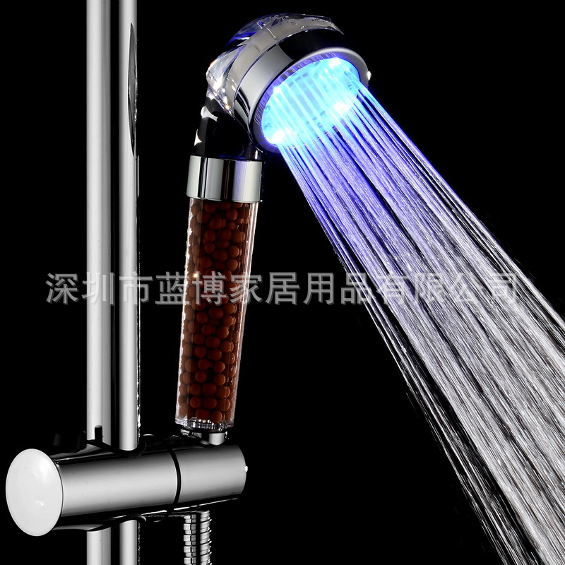 Negative ion LED shower head SPA temperature-controlled three-color temperature-sensing color-changing/seven-color color-changing shower head 8008-A23 Specification drawing
