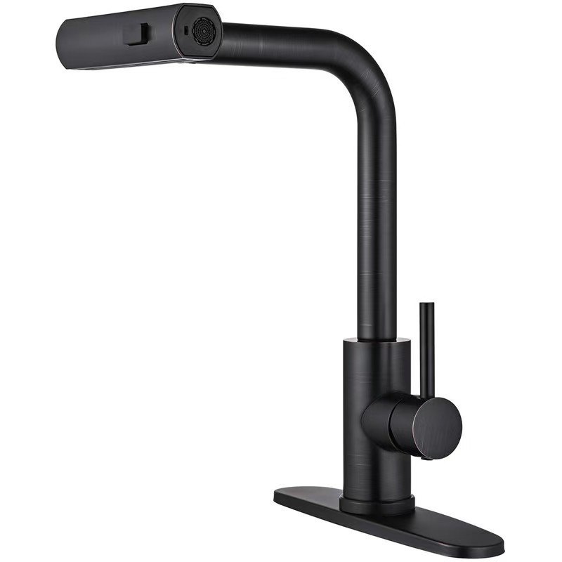 Cross-border foreign trade kitchen pull-out faucet, cold and hot water dual-purpose kitchen, hand washing and vegetable washing basin, waterfall shower faucet Item Picture