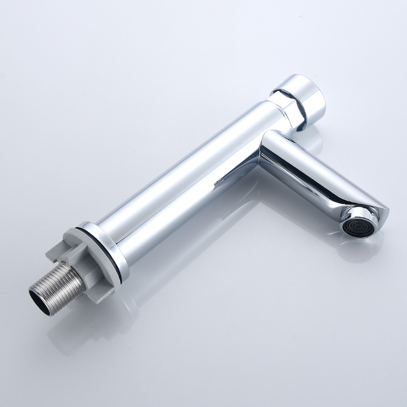 Stainless steel electroplated press delay washbasin faucet, factory engineering, hotel public washbasin, single cooling faucet details Picture
