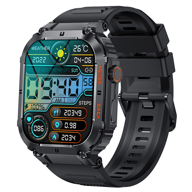 Cross-border three-proof K57PRO smartwatch 1.96-inch outdoor three-proof Bluetooth call, heart rate and blood pressure, exercise step counting full figure