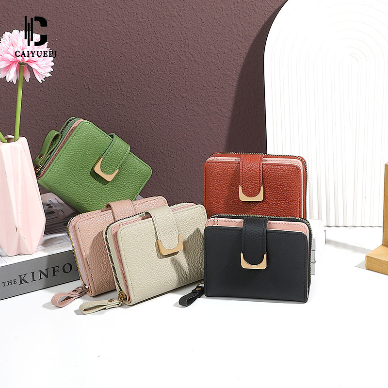 Cross-border short women's wallet, clasp coin purse, fashionable women's clutch, Wallet, multi-slot card case, zipper case full figure