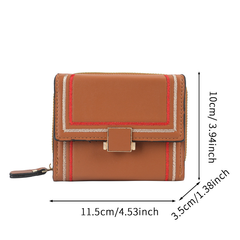 Cross-border retro Internet celebrity leather case women's multi-slot organ card case zipper short women's wallet women wallet Item Picture