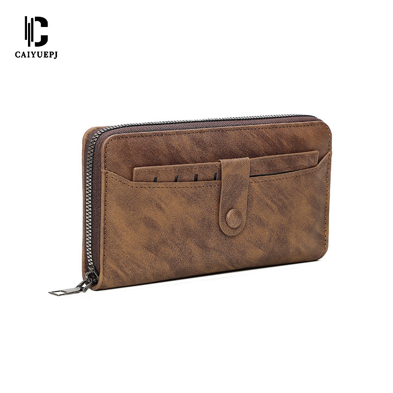 New cross-border men's long wallet, trendy clutch bag, large-capacity zipper long clip, fashionable multi-slot mobile phone case Item Picture