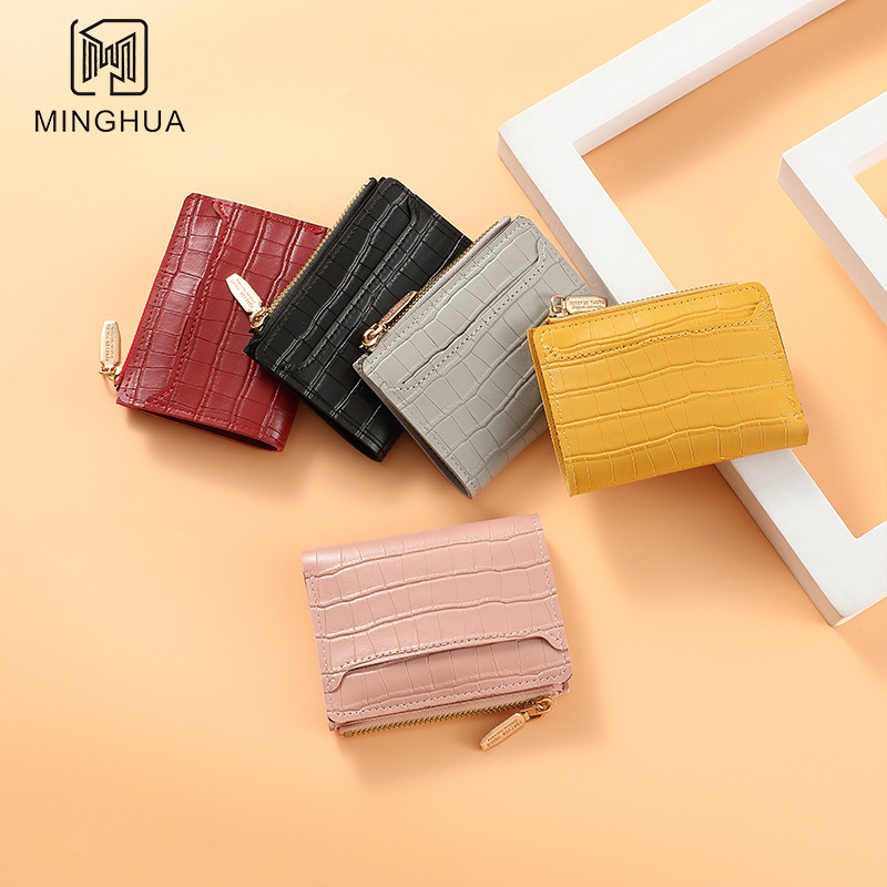 New summer 2023 wallet, leather texture solid color simple cross-border Wallet, zipper coin purse wholesale details Picture