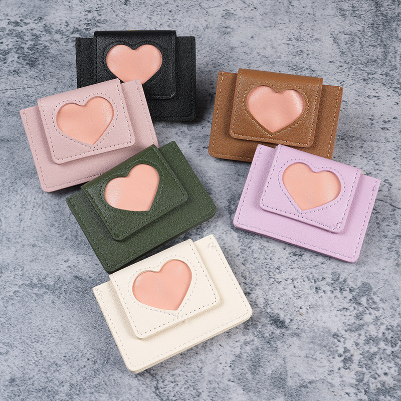 Minwei's new Instagram-style Korean version heart-shaped embossed short macaron color women's coin purse full figure