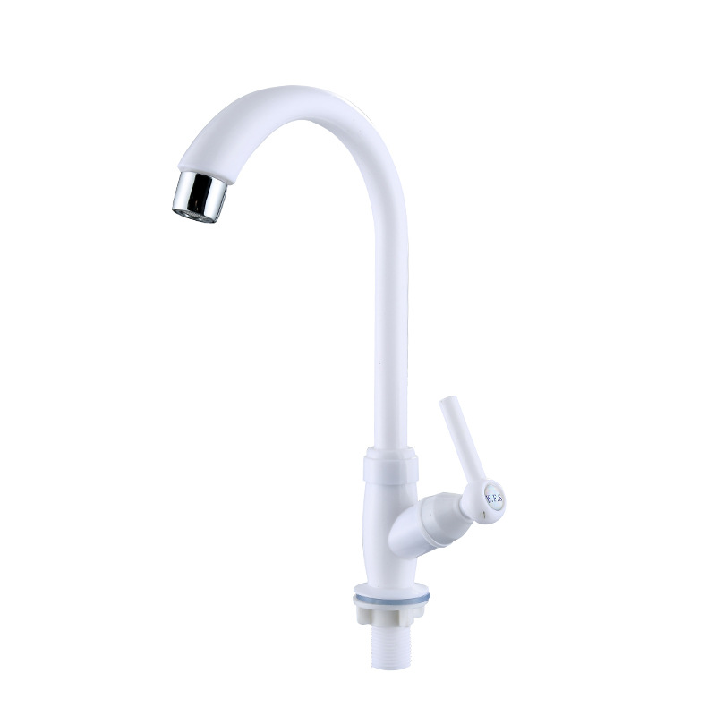 Cross-border factory foreign trade project payment plastic faucet 4-minute quick-opening column basin single-cooling one-line faucet Item Picture