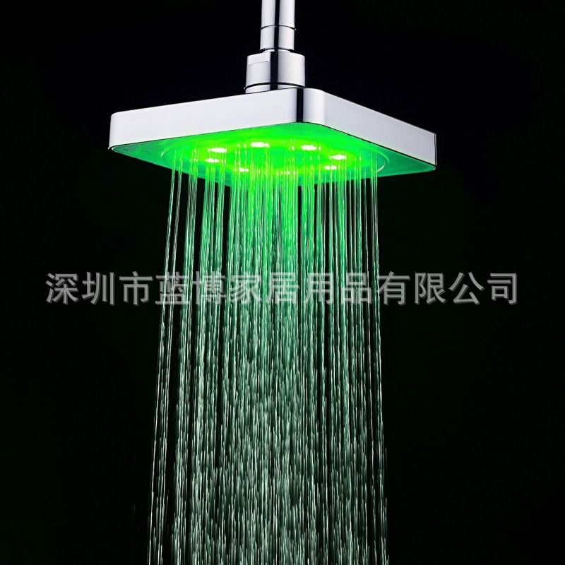 Cross-border e-commerce exclusive LED top spray temperature-sensing/seven-color light-emitting color-changing 6-inch large shower head 8020-B1 details Picture