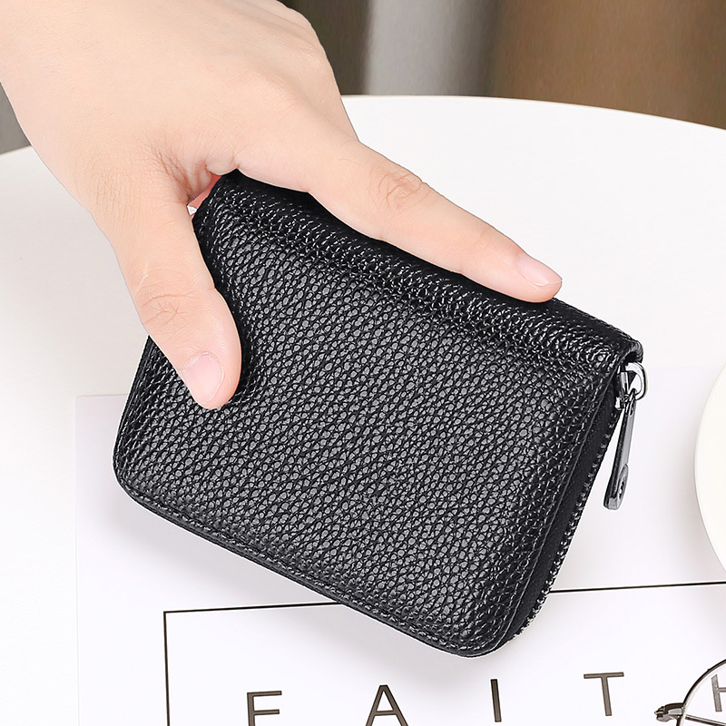 Classic business commuting women's card cover with plastic pages, small and ultra-thin men's coin purse card case, driver's license mirror window details Picture