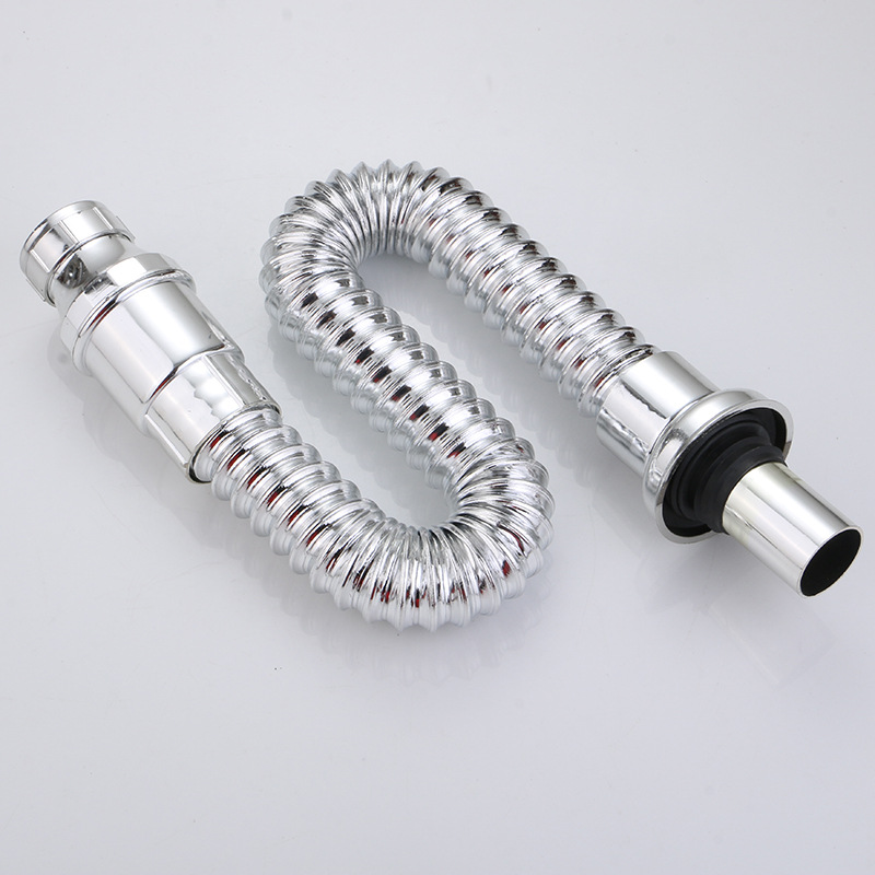 Electroplated anti-odor drainpipe, stainless steel drainpipe, plastic electroplated anti-odor retractable washbasin drainpipe details Picture
