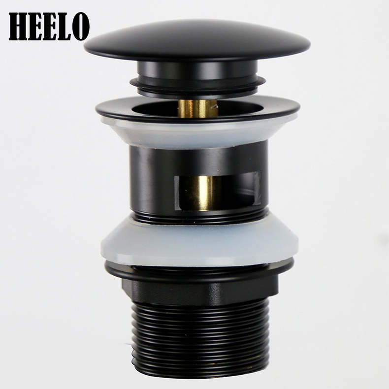 Black European-style basin with overflow hole, fine copper face, large cover, press and bounce type drain, white water drain head full figure