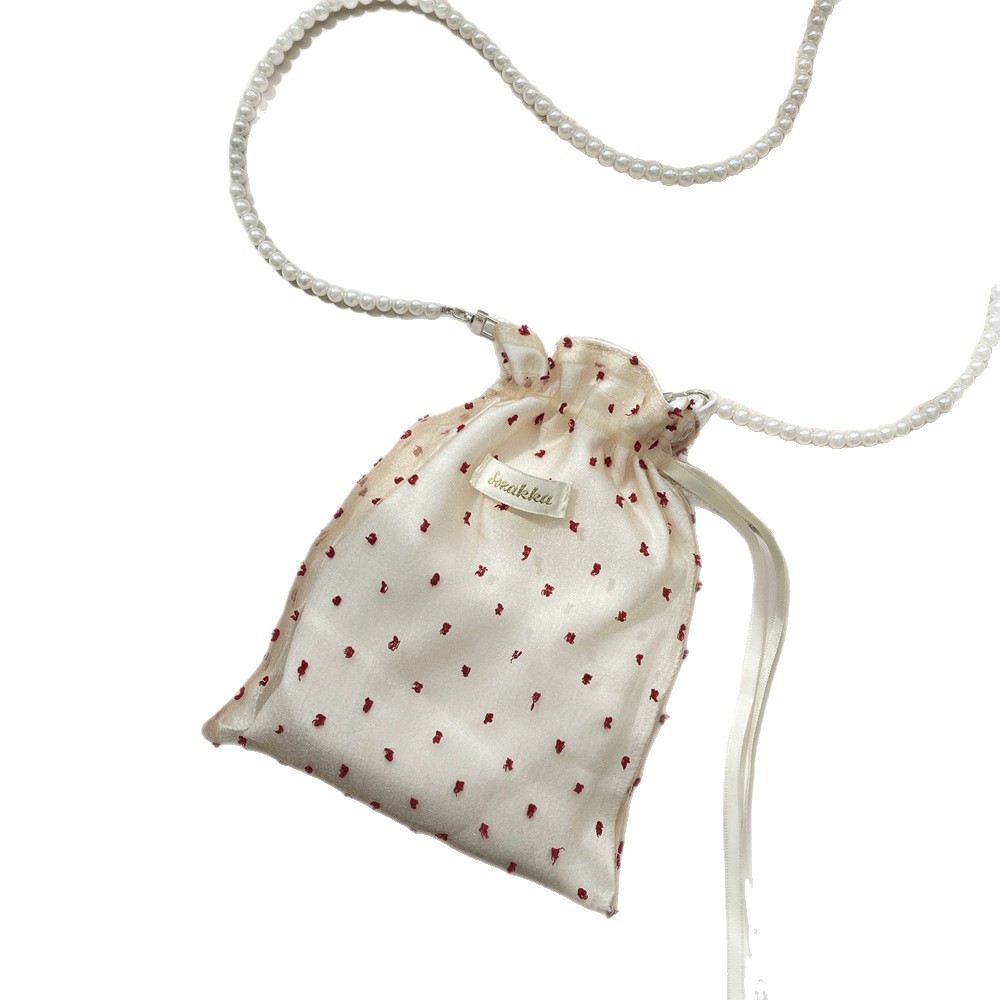 55141 2025 New polka dot Canvas bag, large-capacity mobile phone crossbody bag, fresh and versatile single-shoulder tote bag Item Picture