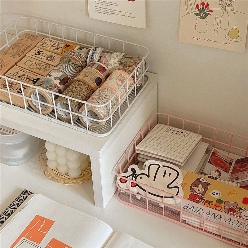 ins Nordic-style iron storage basket, office kitchen snack, cosmetics, sundries storage box, dormitory shelf Application Scenario