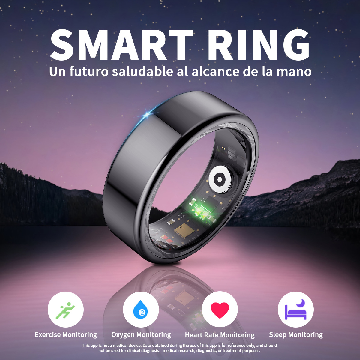 R02P Cross-border Amazon Smart Ring, Blood Oxygen Ring, Waterproof Step Count Calorie Health Sleep Ring, Remote Control details Picture