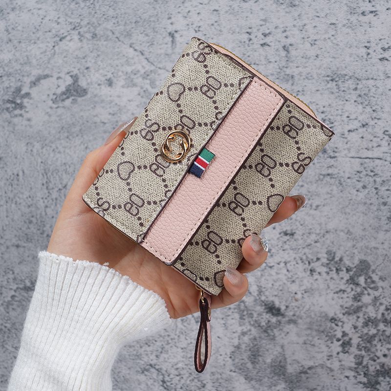 2024 New short print multi-slot student female wallet, large-capacity organ card bag for women, all-in-one wallet full figure