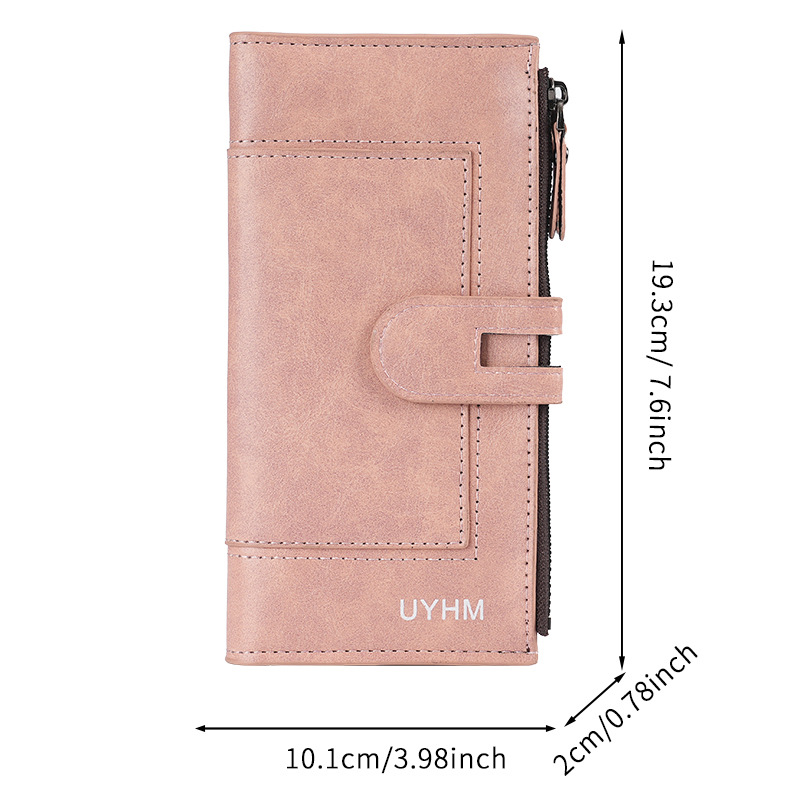 New Korean-style long wallet with zipper buckle, PU large capacity, multi-position pocket, clutch for women wholesale Item Picture