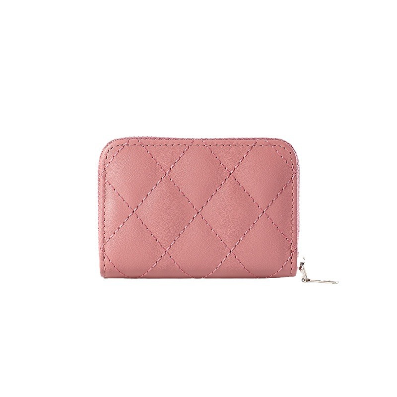 Ladies' short and simple card wallet with multiple compartments, diamond-shaped wallet, cross-border export zipper coin purse wholesale Item Picture