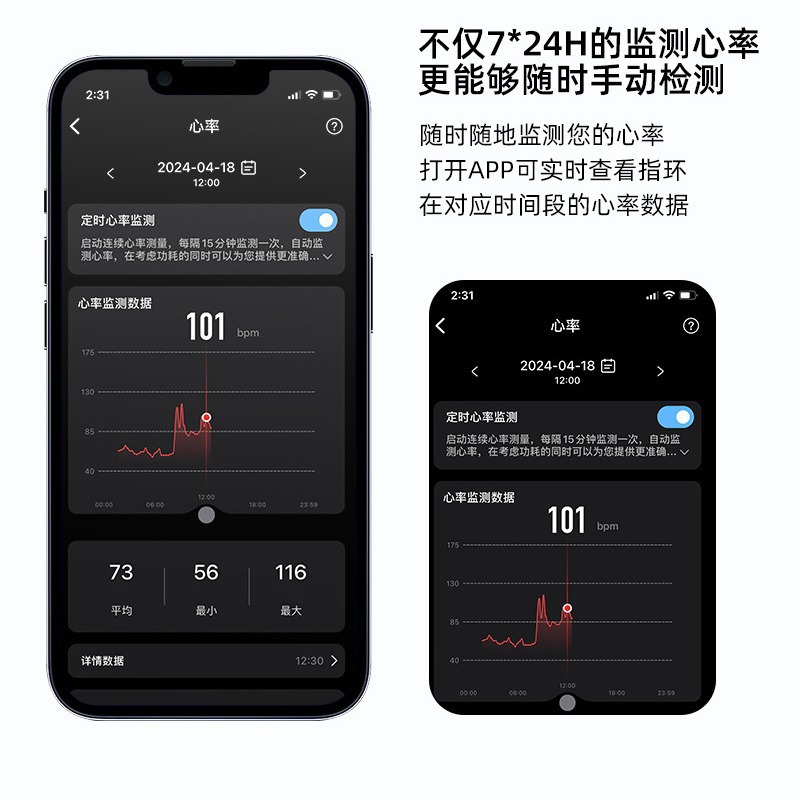 The new cross-border R06 smart ring monitors blood oxygen, sleep, heart rate and step count, and offers multiple exercise modes Specification drawing