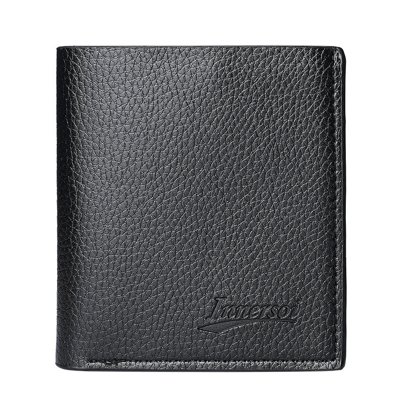 Men's vertical personalized business fashion universal simple lychee patterned thin zipper wallet Item Picture