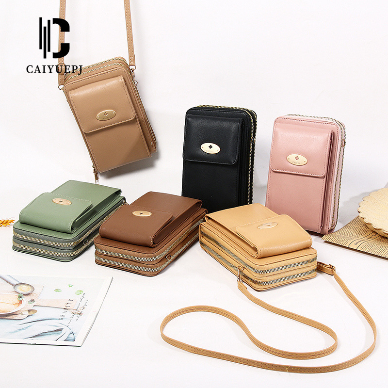 New niche Japanese and Korean style mobile phone bag, women's crossbody small bag, casual and simple, vertical multi-functional large capacity bag full figure