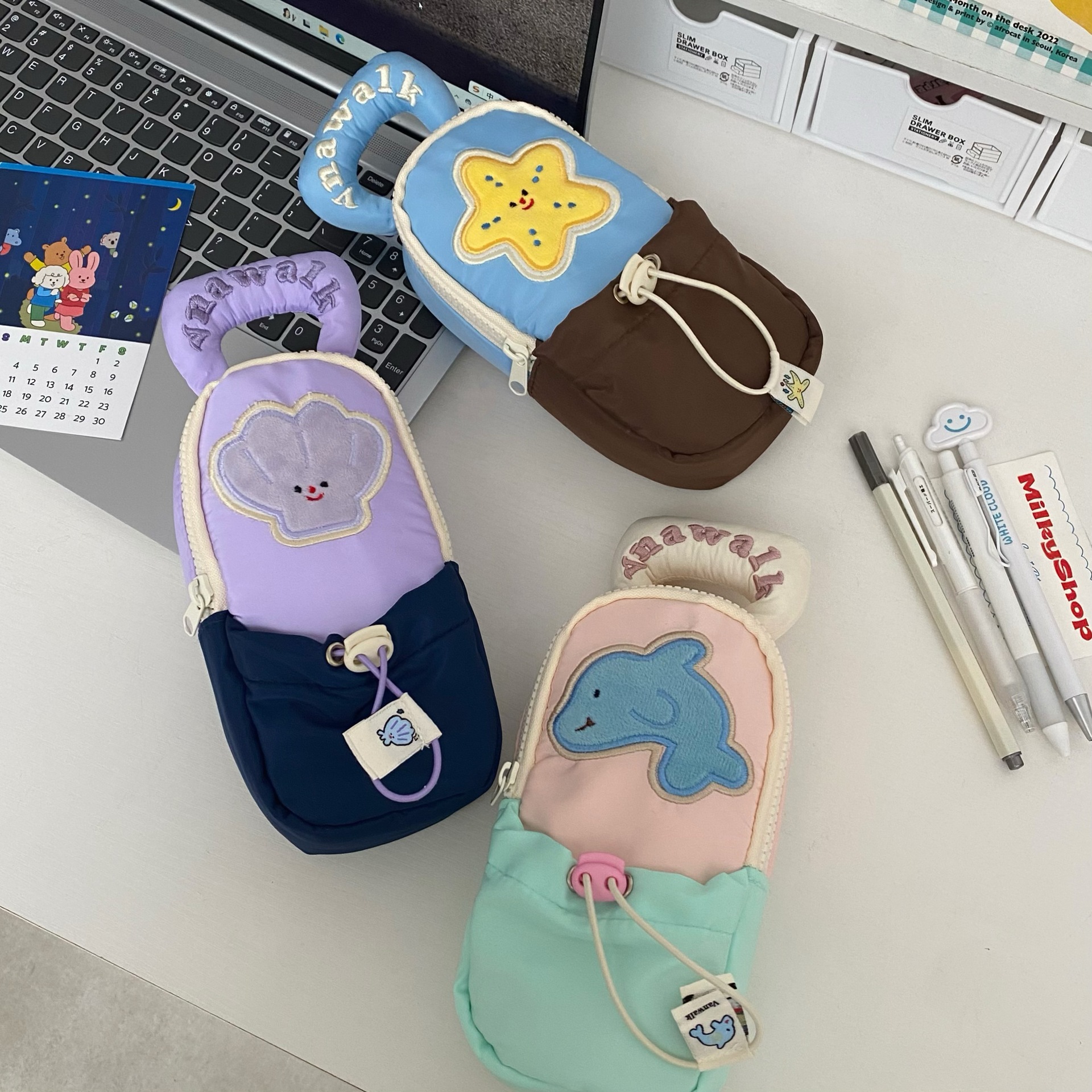 Cute shell starfish pencil case for Girls 2025 New style children and students large capacity stationery bag storage bag Pencil case Specification drawing