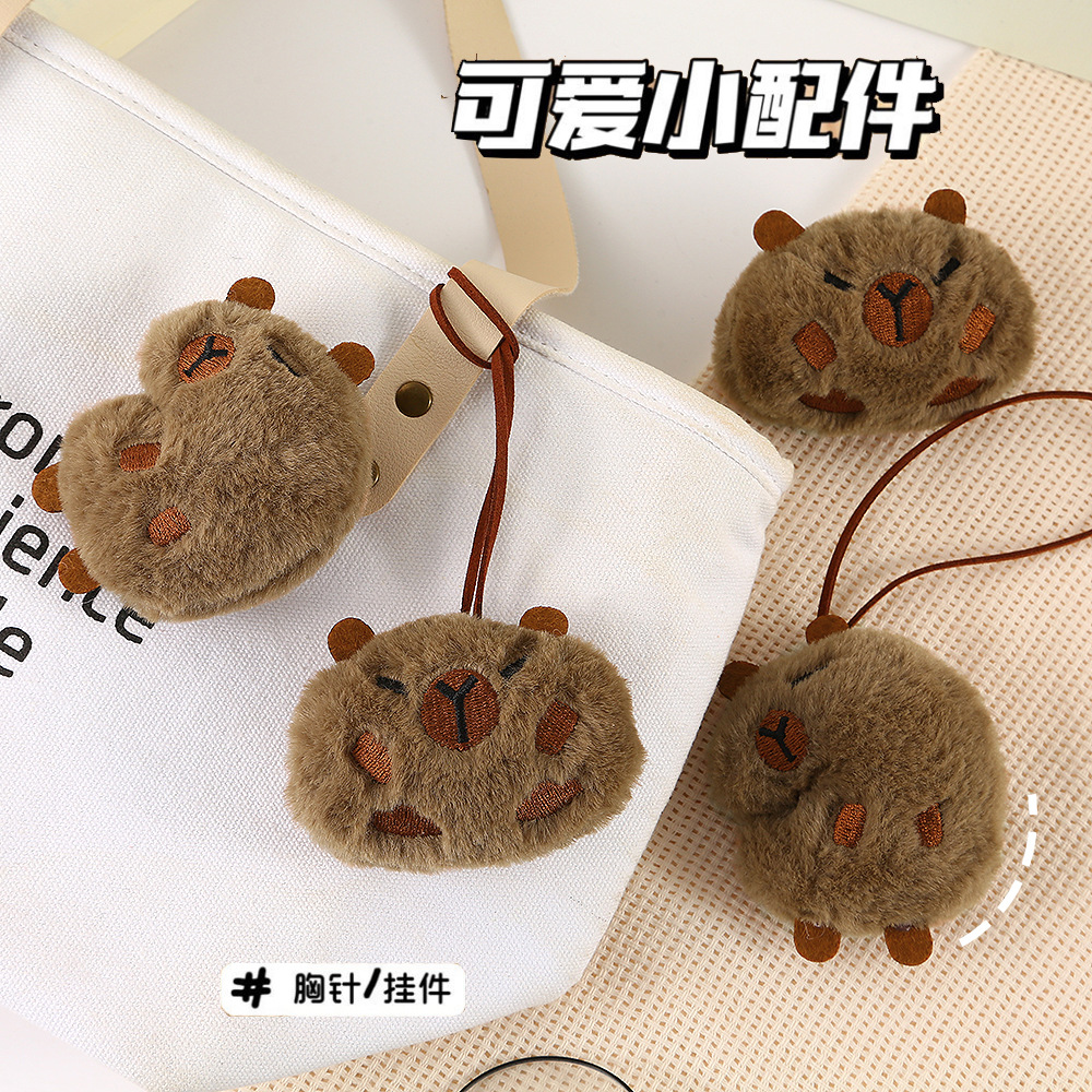 Cute plush cartoon capybara plush brooch, girl's backpack, clothes, scarf, decorative doll, student gift pin details Picture