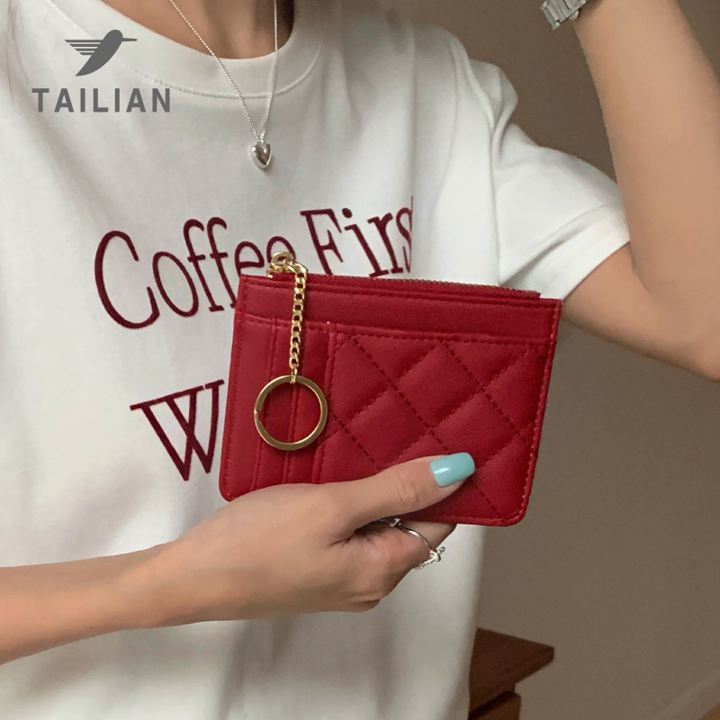 Wholesale of new high-end women's card cases, ins women's little Chanel style diamond-shaped multi-slot versatile card cases, consignment Specification drawing