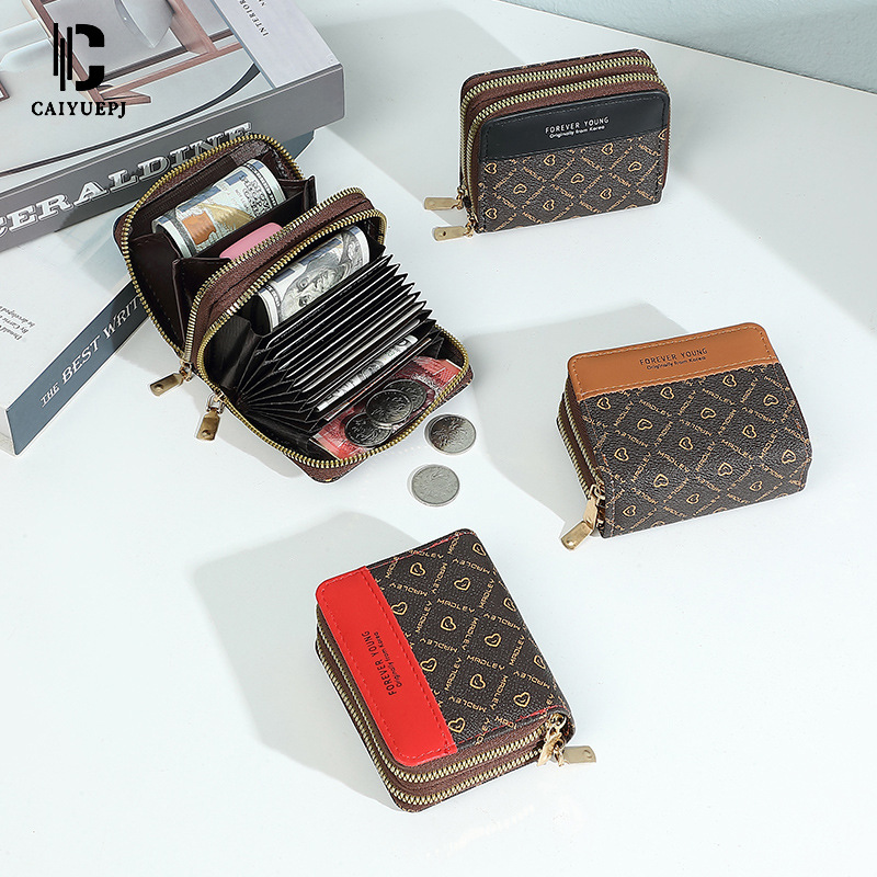 The new women's wallet, color-blocked clutch bag, card bag, versatile and fashionable coin purse, large-capacity double-layer women's bag, cross-border trend details Picture