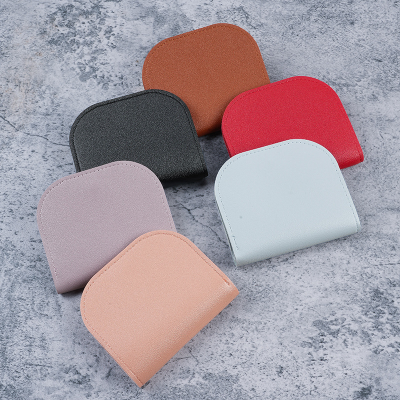 PU Ladies' short wallet, Korean style, fresh and simple folding, ultra-thin imitation leather wallet clip, buckle mini coin purse wholesale Specification drawing