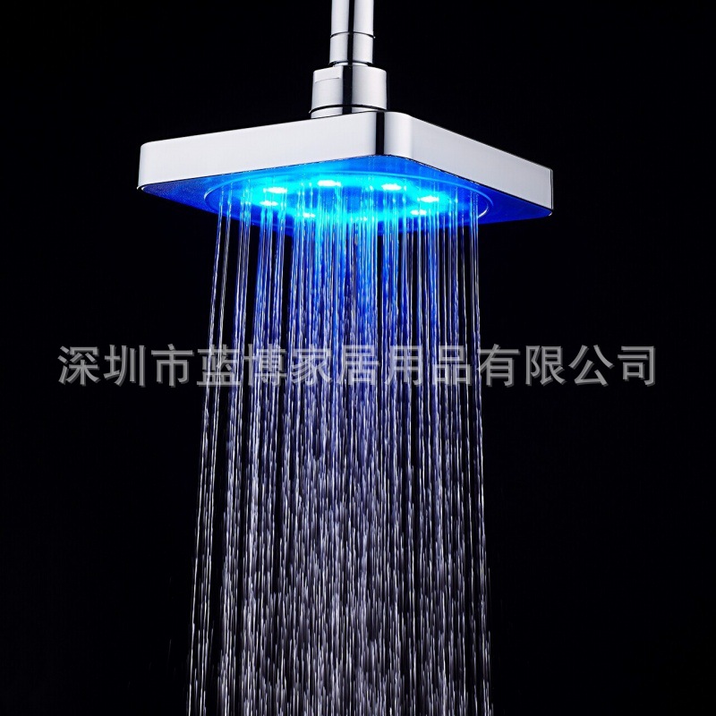 Cross-border e-commerce exclusive LED top spray temperature-sensing/seven-color light-emitting color-changing 6-inch large shower head 8020-B1 Specification drawing