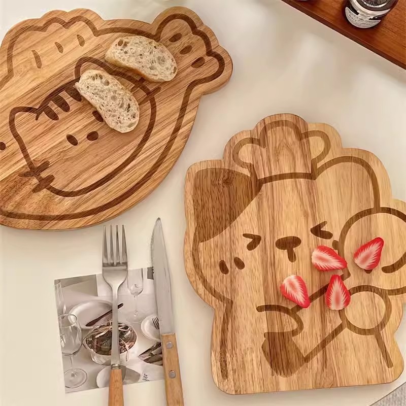 Korean-style solid wood cat cutting board, the same cute animal kitchen household vegetable and fruit cutting board and photo tray as the blogger details Picture