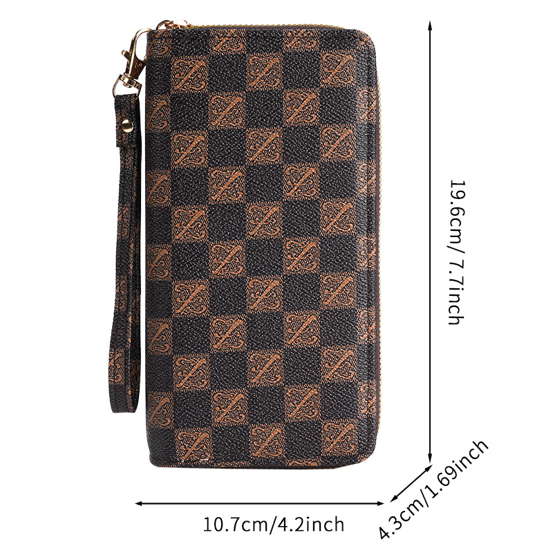 Women's long, large-capacity coin purse, double-zipper women's clutch, multi-functional mobile phone bag, loose change bag for women Item Picture
