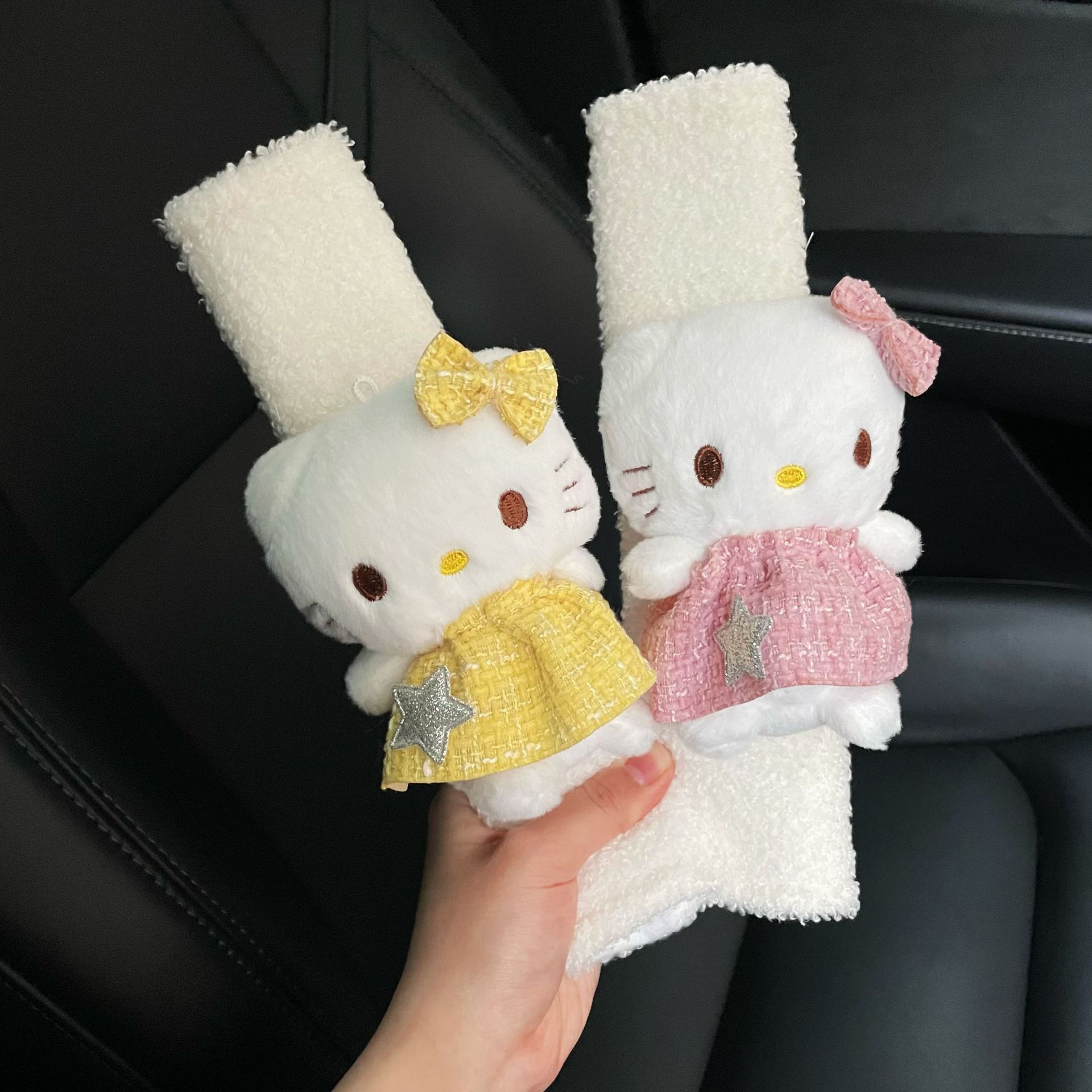 Seat belts, shoulder guards, ins style, girlish cat car ornaments, car decoration, girls' accessories, interior accessories details Picture